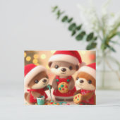 Adorable Otters dekorieren Weihnachtskekse Postkarte (Stehend Vorderseite)