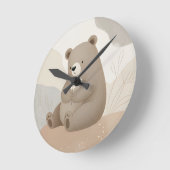 Adorable Ours Brun à la Marguerite - Aquarelle Runde Wanduhr (Winkel)