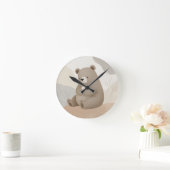 Adorable Ours Brun à la Marguerite - Aquarelle Runde Wanduhr (Zuhause)