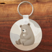 Adorable Ours Brun à la Marguerite - Aquarelle Schlüsselanhänger (Vorderseite)