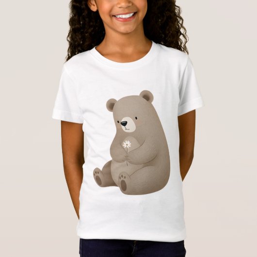 Adorable Ours Brun à la Marguerite - Aquarelle T-Shirt (Vorderseite)