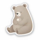 Adorable Ours Brun à la Marguerite – Illustration Aufkleber (Vorderseite)