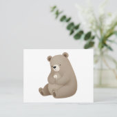 Adorable Ours Brun à la Marguerite – Illustration  Postkarte (Stehend Vorderseite)