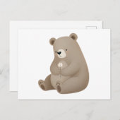 Adorable Ours Brun à la Marguerite – Illustration  Postkarte (Vorne/Hinten)