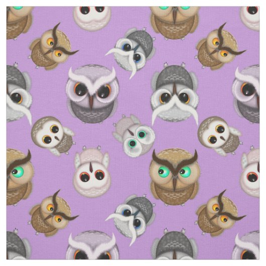 Adorable Owells auf Lila Muster Stoff (Muster)