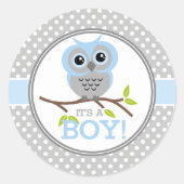Adorable Owells It a Boy Runder Aufkleber (Vorderseite)