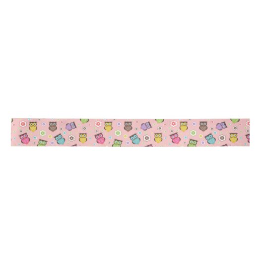 Adorable Owl and Floral Design Satinband (Vorderseite)