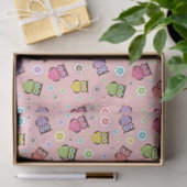 Adorable Owl and Floral Design Seidenpapier (Geschenk)