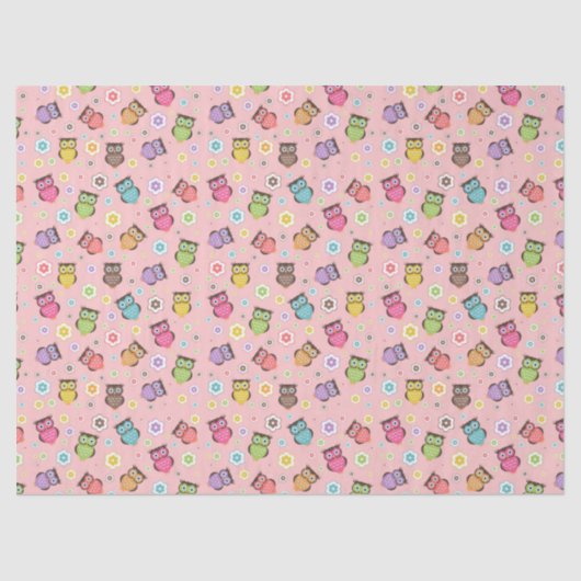 Adorable Owl and Floral Design Seidenpapier (Vorderseite)