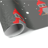 Adorable Owl auf dem Zweig wie Weihnachten des Wei Geschenkpapier (Rolleneckpunkt)