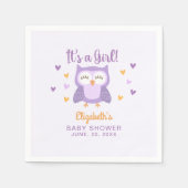Adorable Owl Baby Shower Girl Serviette (Vorderseite)