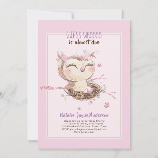 Adorable OWL Baby Shower Girls oder Boys Einladung (Vorderseite)