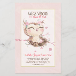 Adorable OWL Baby Shower Girls oder Boys Einladung Flyer
