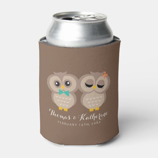 Adorable Owl Couple Personalisiert Dosenkühler (Kanne Vorderseite)
