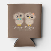 Adorable Owl Couple Personalisiert Dosenkühler (Vorderseite)