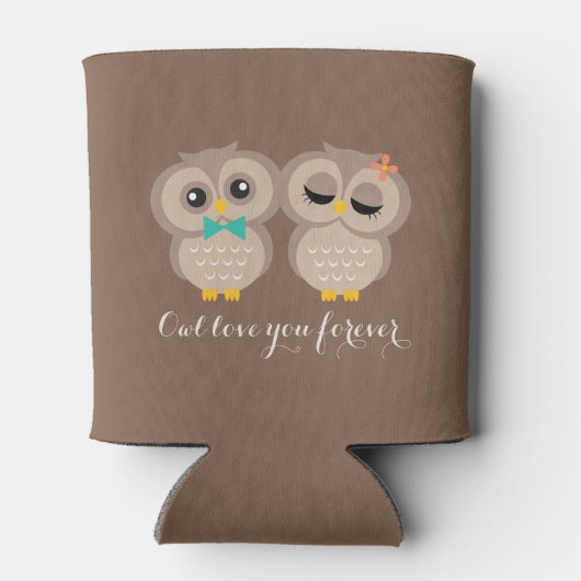 Adorable Owl Couple Personalisiert Dosenkühler (Rückseite)
