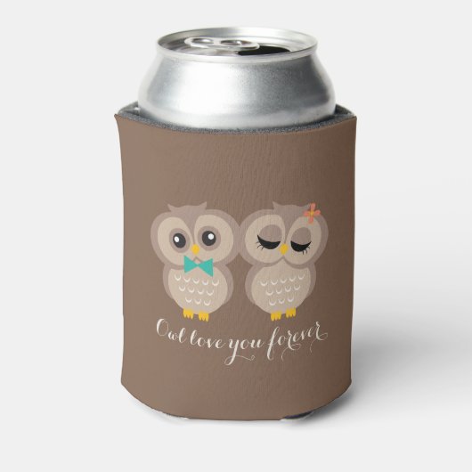 Adorable Owl Couple Personalisiert Dosenkühler (Kanne Rückseite)