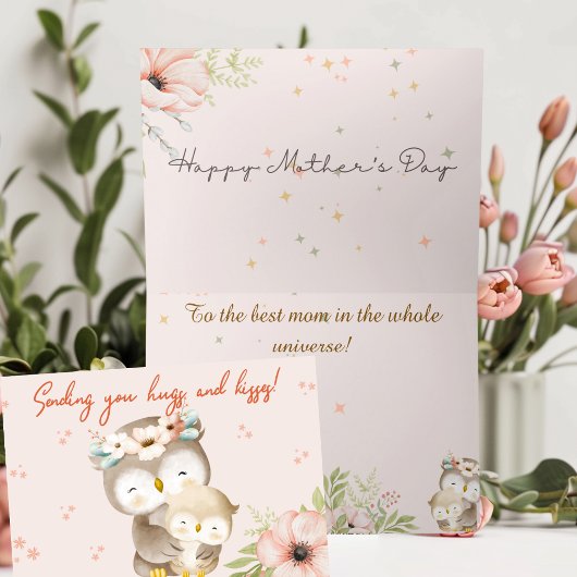 Adorable Owl Happy Mother Day Card Dankeskarte