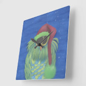 Adorable Owl with Santa Hat Quadratische Wanduhr (Winkel)