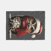 Adorable Owl With Santa Hat Snowy Winter Christmas Fleecedecke (Vorderseite (Horizontal))