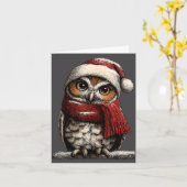 Adorable Owl With Santa Hat Snowy Winter Christmas Karte (Gelbe Blume)