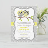 Adorable Owls Baby Dusche Einladung (Stehend Vorderseite)