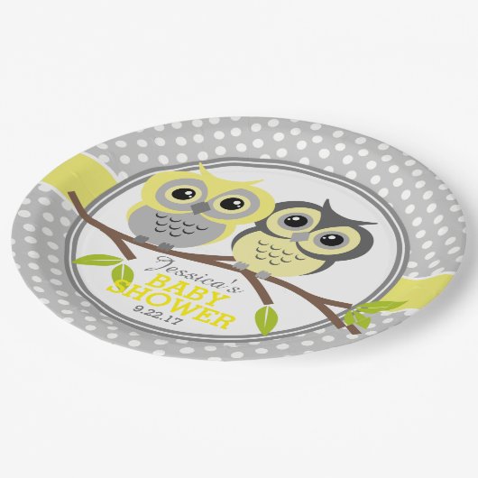 Adorable Owls Baby Dusche Pappteller (Schrägansicht)