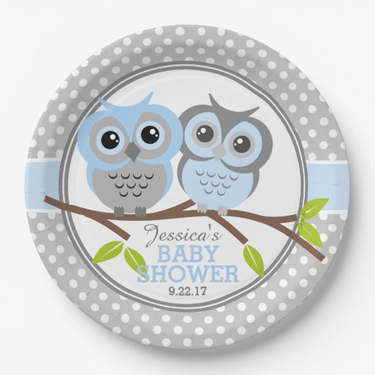 Adorable Owls Baby Dusche Pappteller (Vorderseite)