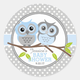 Adorable Owls Baby Dusche Runder Aufkleber