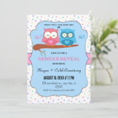Adorable Owls Gender Reveal Einladung (Stehend Vorderseite)