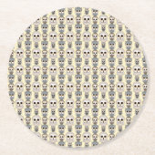 Adorable Owls Muster auf hellgelbem Hintergrund Runder Pappuntersetzer (Vorderseite)