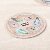 Adorable Oyster Roast "Plate" Coastal Wedding Runder Pappuntersetzer (Angewinkelt)