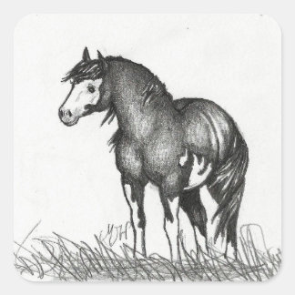 Adorable Paint HorStickers Quadratischer Aufkleber