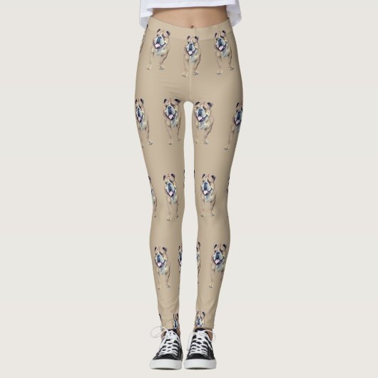 Adorable Painted Tan Bulldog Leggings (Vorderseite)