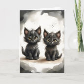 Adorable Pair Black Kätzchens Portrait Blank Karte (Vorderseite)