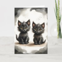 Adorable Pair Black Kätzchens Portrait Blank