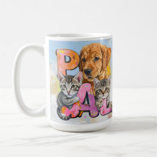 Adorable PAL Curious Dog and Cats in Watercolors  Kaffeetasse
