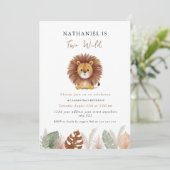 Adorable pampas Fluffy Lion Birthday  Einladung (Stehend Vorderseite)