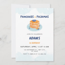 Adorable Pancakes und Pajamas Geburtstag Einladung