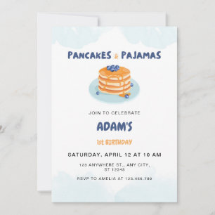 Adorable Pancakes und Pajamas Geburtstag Einladung