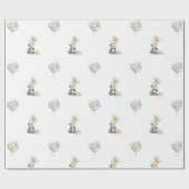 Adorable Panda animal Balloon Gift Wrapping Paper Geschenkpapier (Flach)