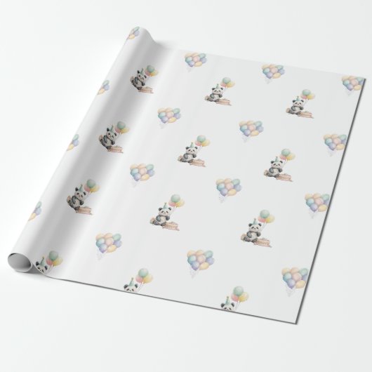Adorable Panda animal Balloon Gift Wrapping Paper Geschenkpapier (Ungerollt)