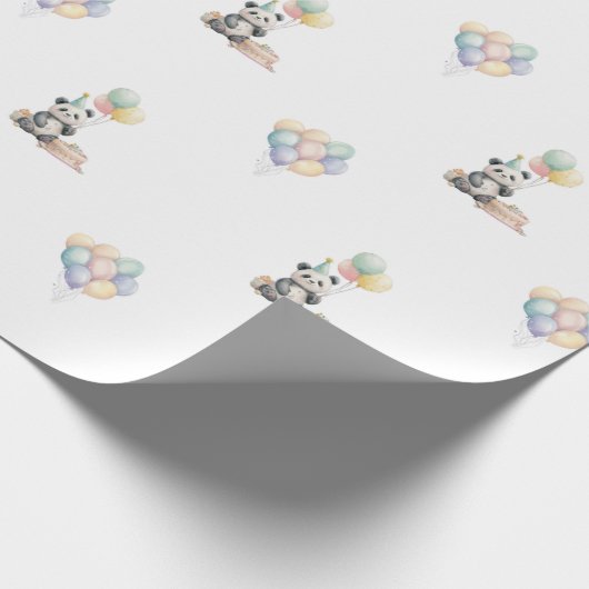 Adorable Panda animal Balloon Gift Wrapping Paper Geschenkpapier (Ecke)