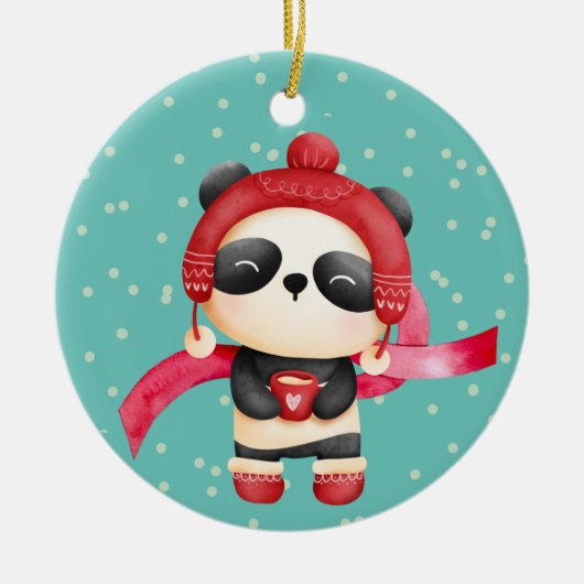 Adorable Panda Bär Grandchild Weihnachten Keramik Ornament (Vorne)