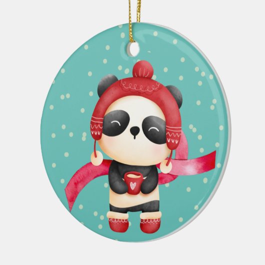 Adorable Panda Bär Grandchild Weihnachten Keramik Ornament (Links)