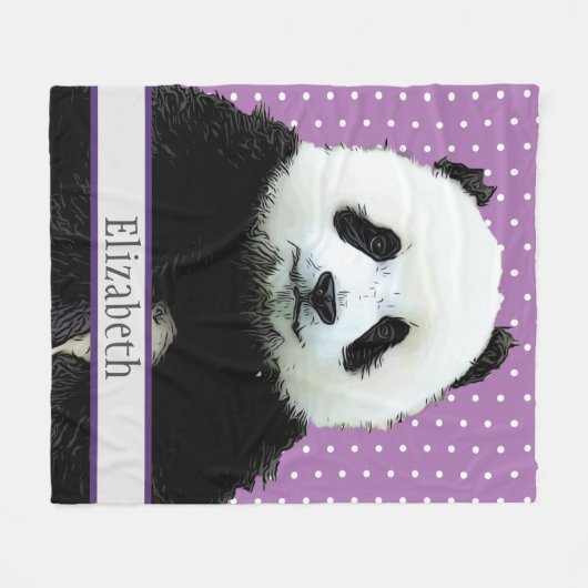 Adorable Panda Bär Lila Name Kinder Tier Fleecedecke (Vorderseite (Horizontal))