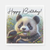 Adorable Panda Bären essen Bamboo Glückwunsch zum  Serviette (Vorderseite)