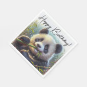 Adorable Panda Bären essen Bamboo Glückwunsch zum  Serviette (Ecke)