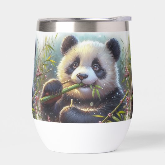 Adorable Panda Bären essen Bambus (Links)