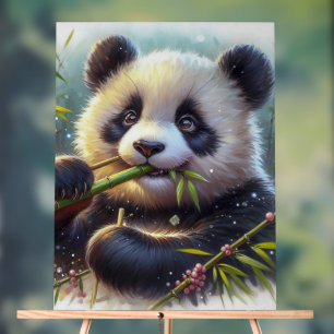 Adorable Panda Bären essen Bambus Acrylschild